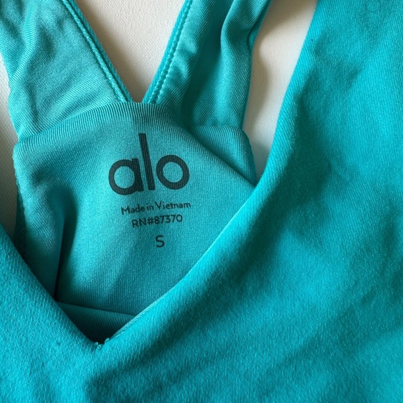 ALO Yoga Blue Racerback Sports Bra (has a hole you can see in the pictures) - Picture 2 of 9